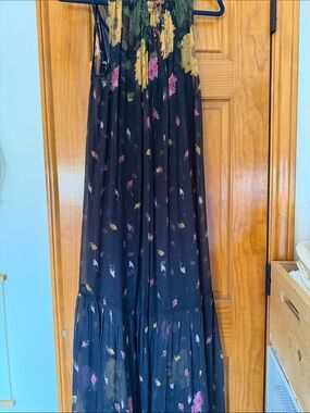 Sundance Floral Maxi Dress in Black with Pink & Yellow Prints